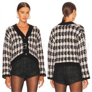 HAYLEY MENZIES Cassidy Alpaca Jacquard Cardigan in Black & White